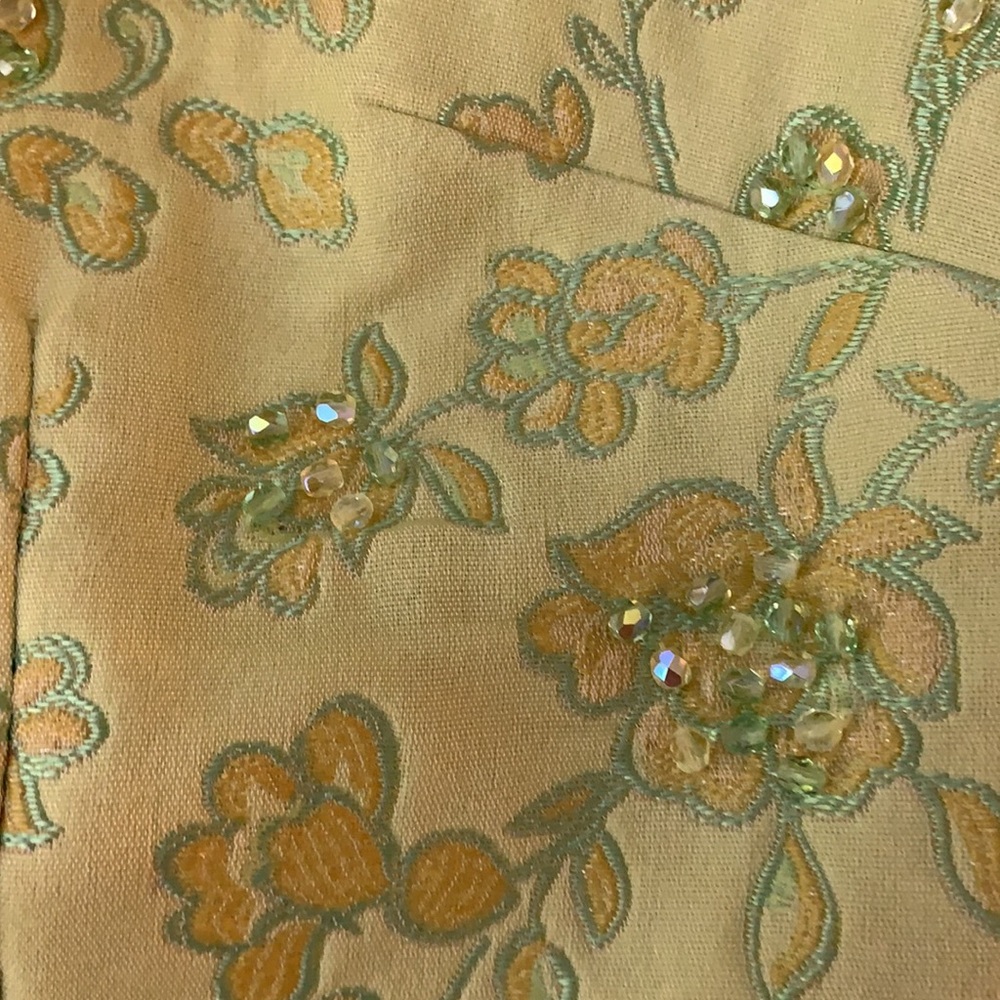 DAVID MEISTER size 2 chartreuse green embroidered dress in excellent condition - Picture 5 of 8